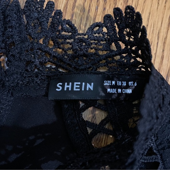 Black Guipure Lace Insert Top - Picture 7 of 13